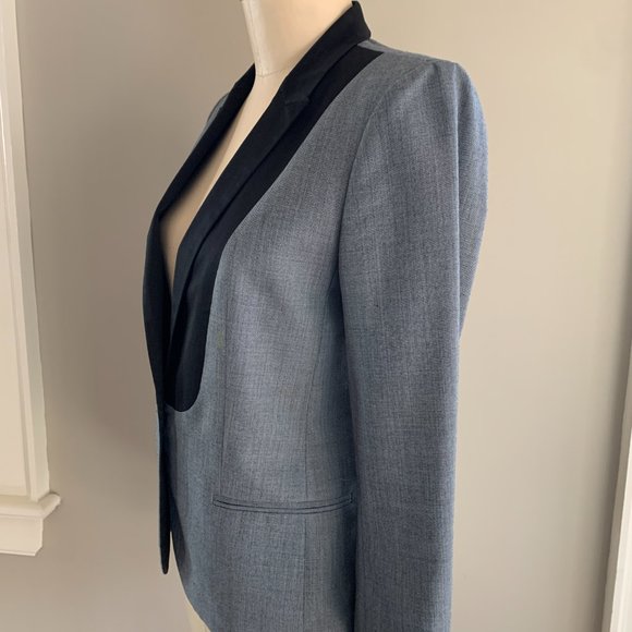 Zadig & Voltaire blue notch collar blazer with black bib inset - Picture 2 of 5